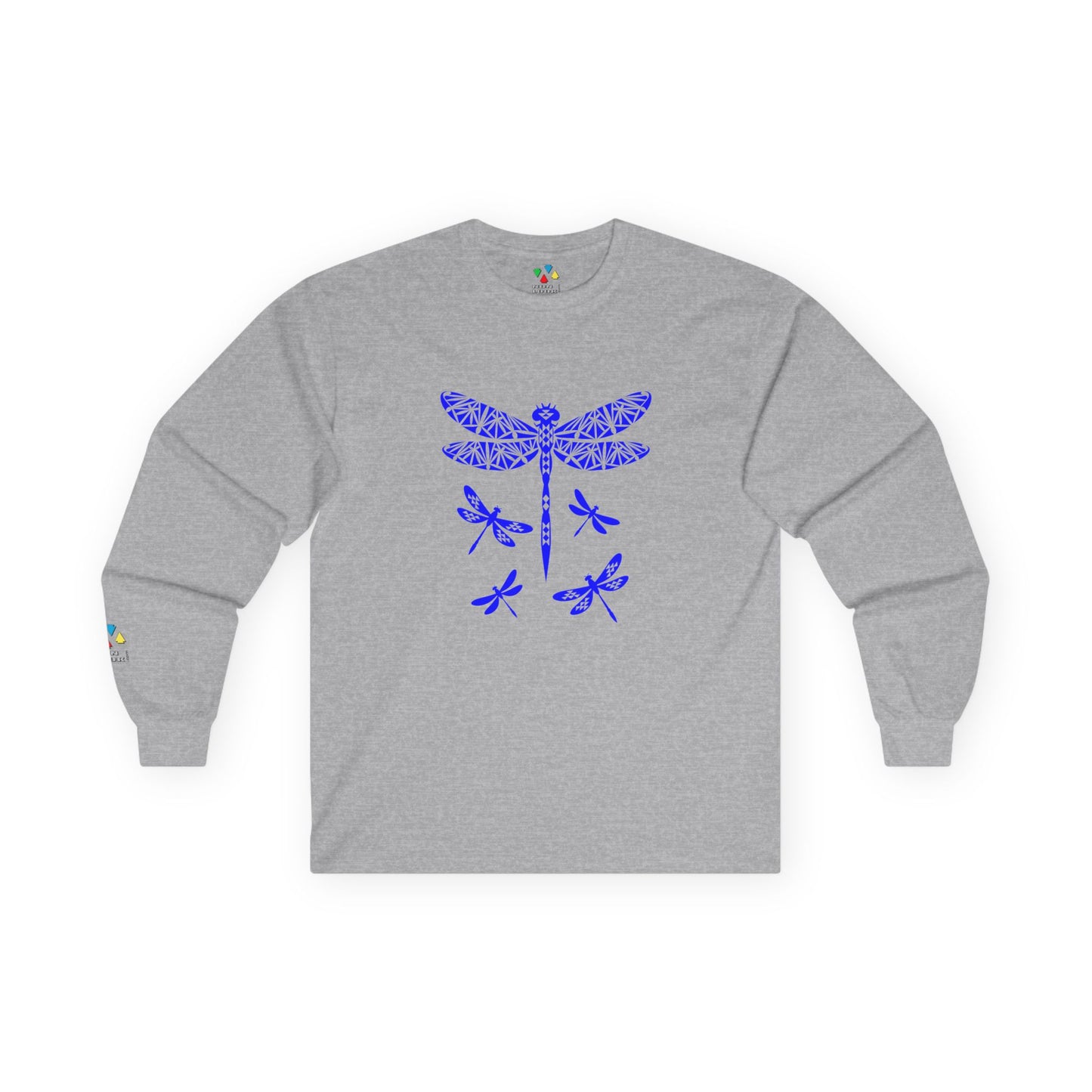 Native Dragonfly in Blue Unisex Long Sleeve Tee