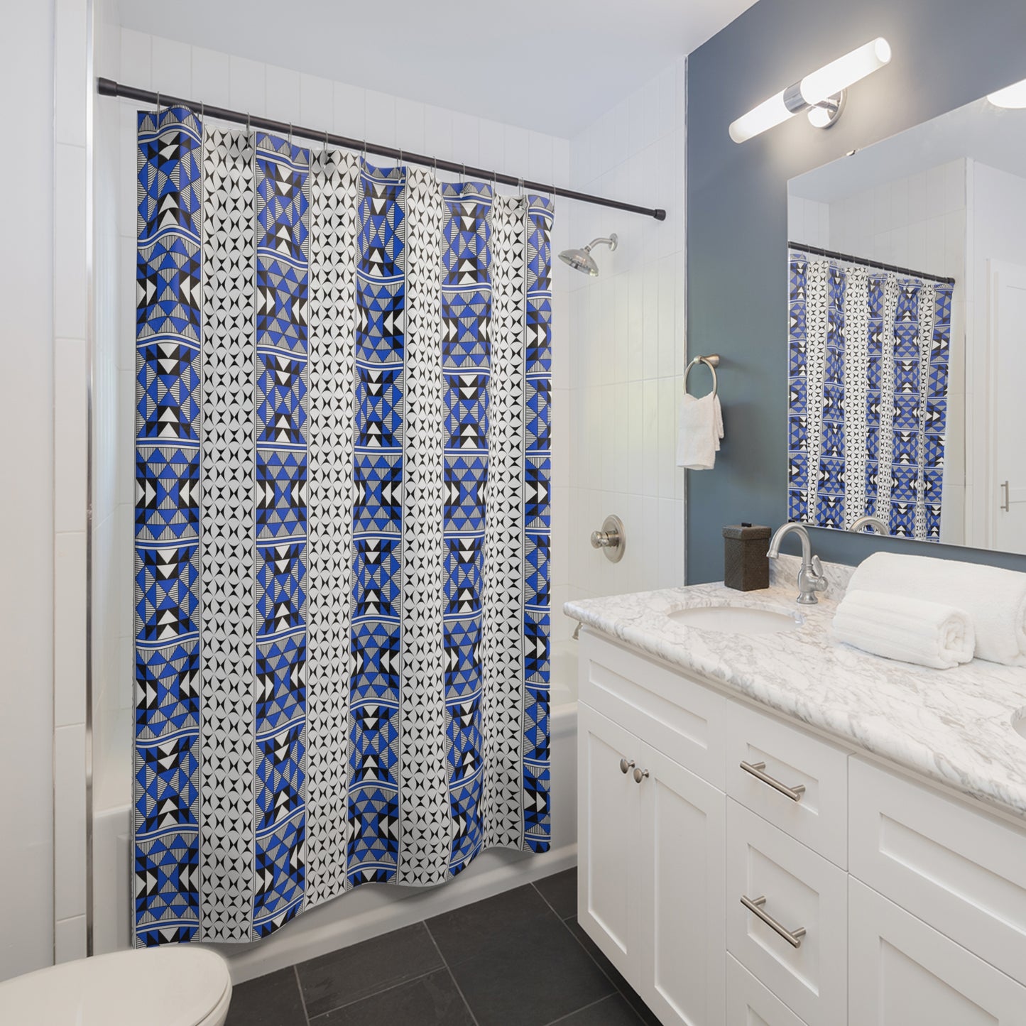 Southwest Mountains in Blue Shower Curtains