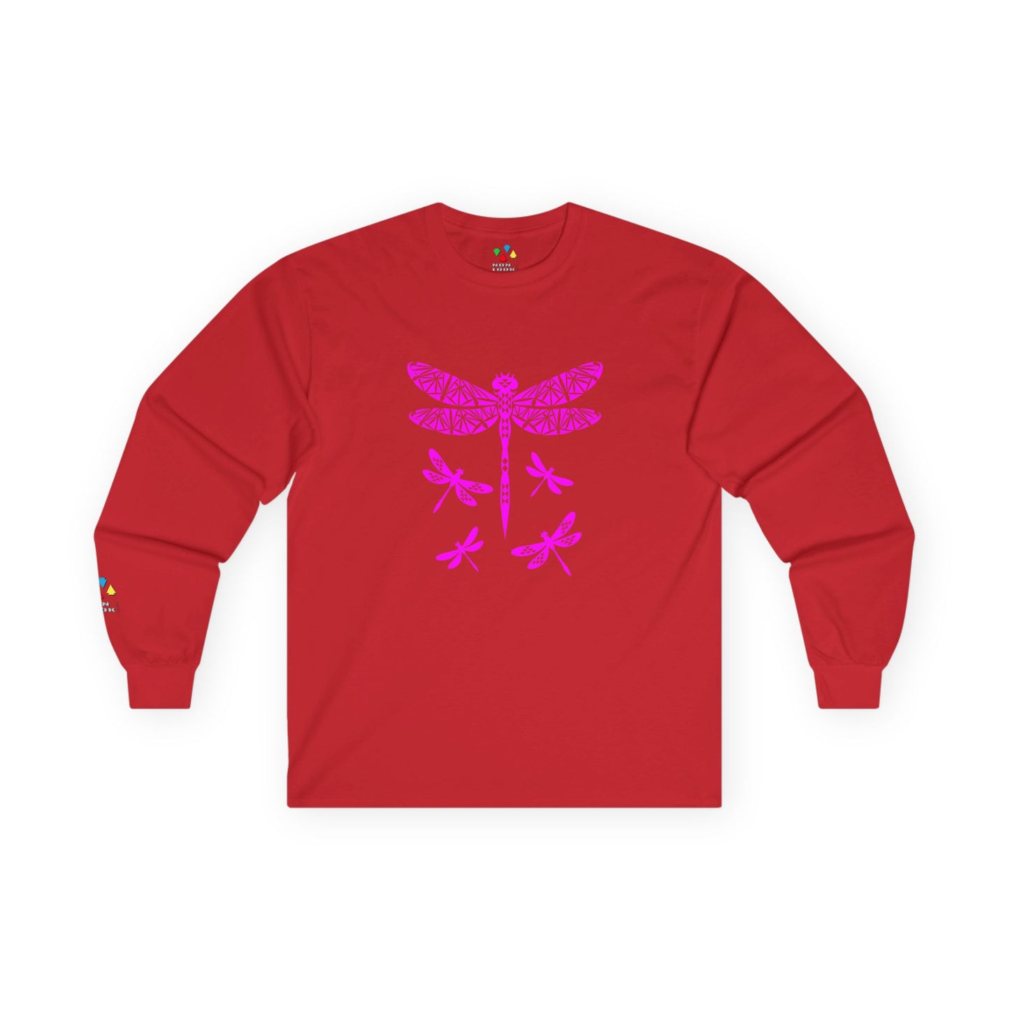 Native Dragonfly in Pink Unisex Long Sleeve Tee