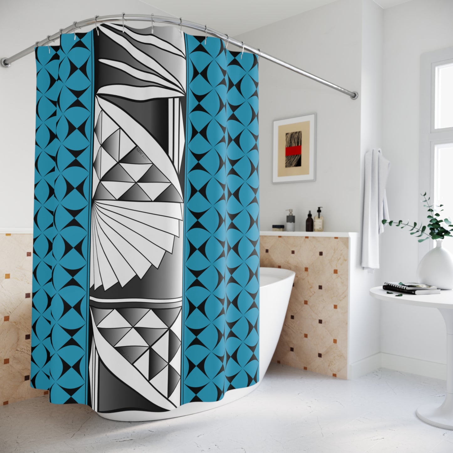 Turquoise Native Sunrise Shower Curtains