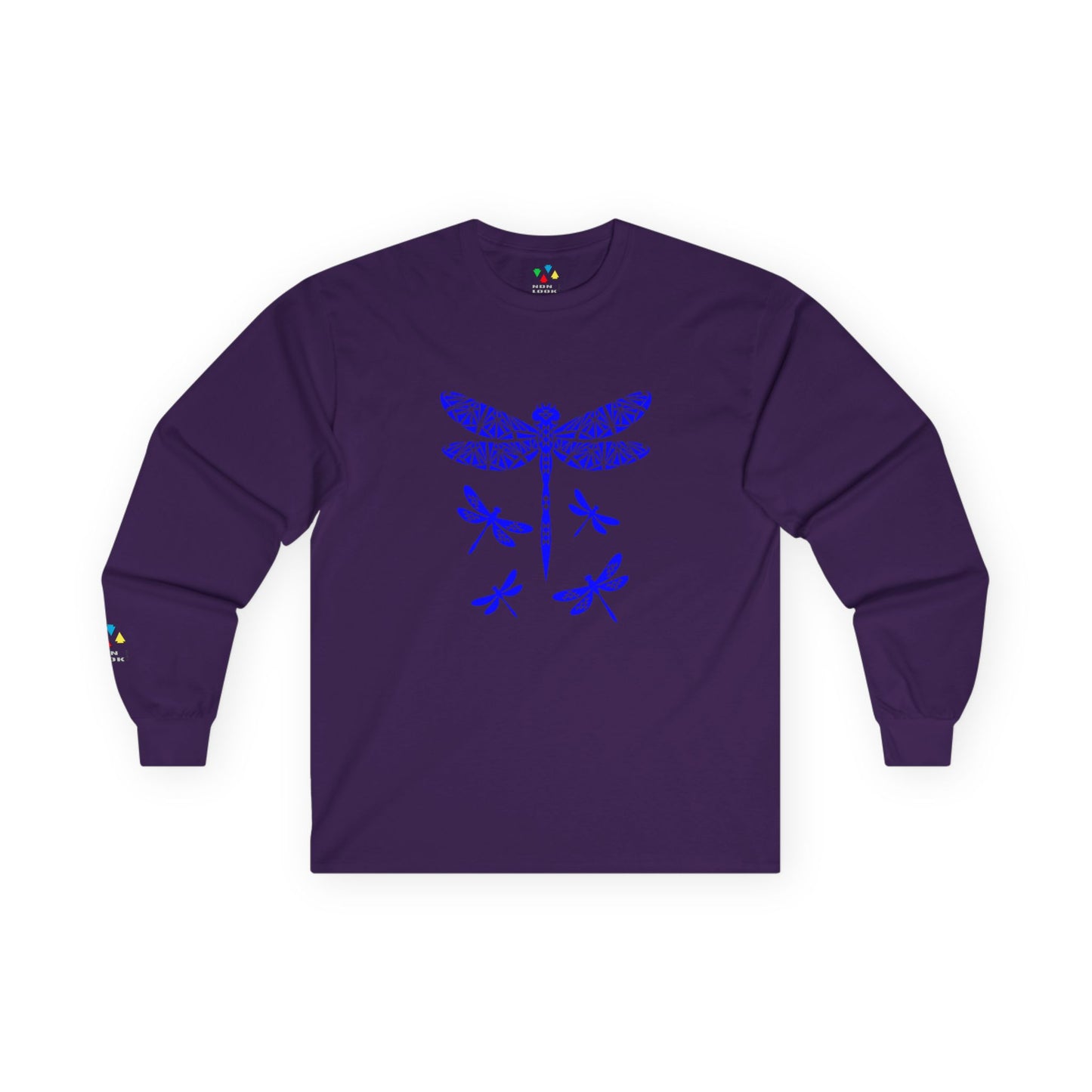 Native Dragonfly in Blue Unisex Long Sleeve Tee
