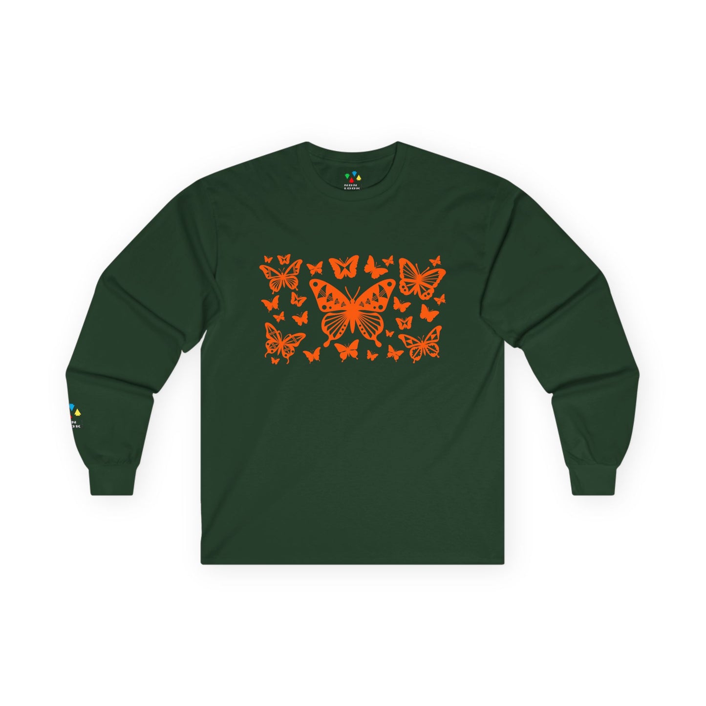 Butterfly Dance in Orange Unisex Long Sleeve Tee