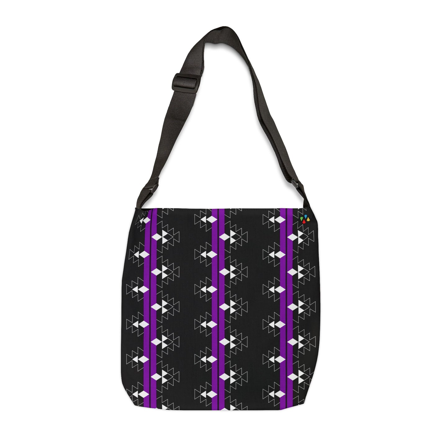 Purple/Black Native Woven Stories Adjustable Tote Bag