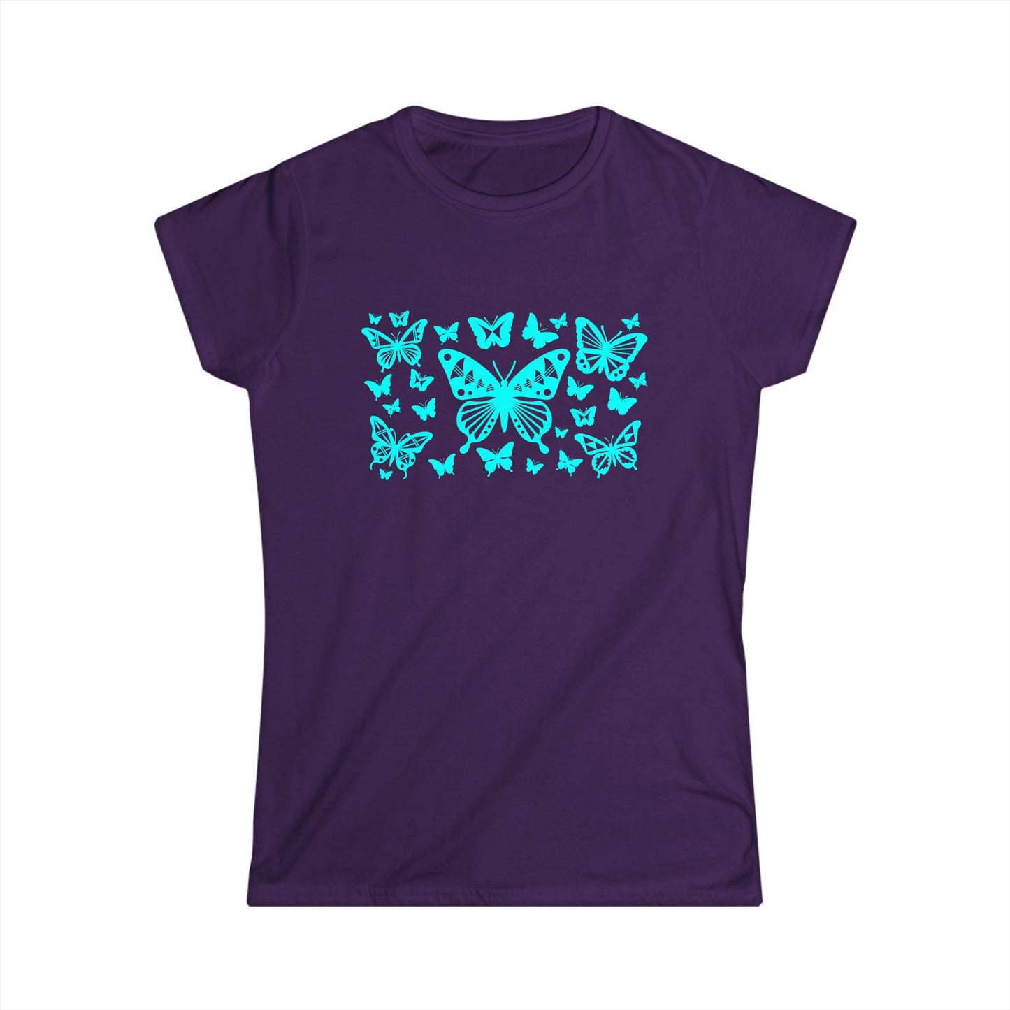 Turquoise Butterfly Dance Women's Softstyle Tee