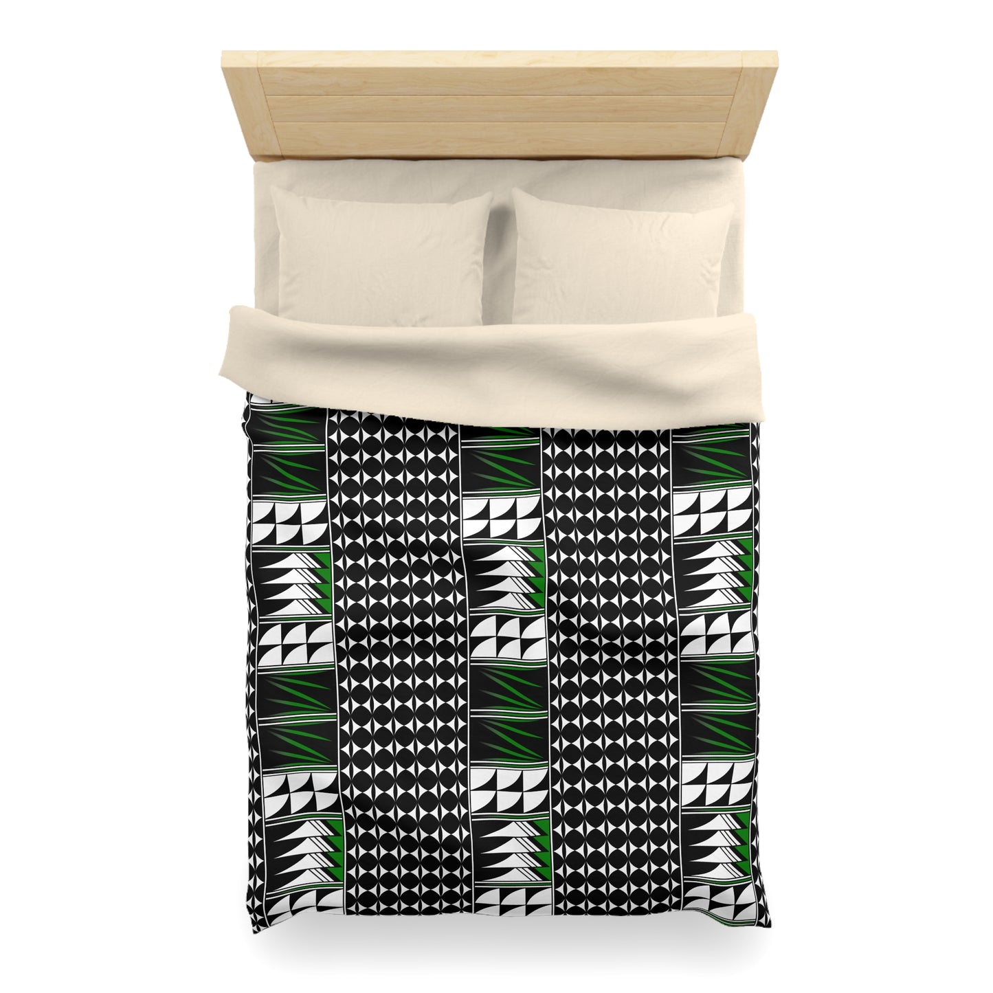 Blessed Feathers in Green Microfiber Duvet Cover