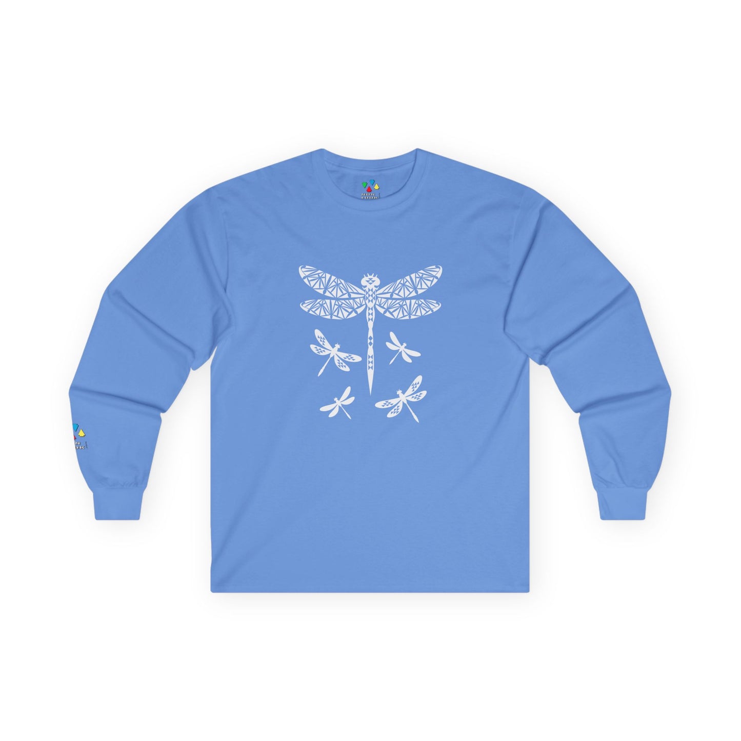 Native Dragonfly in White Unisex Long Sleeve Tee