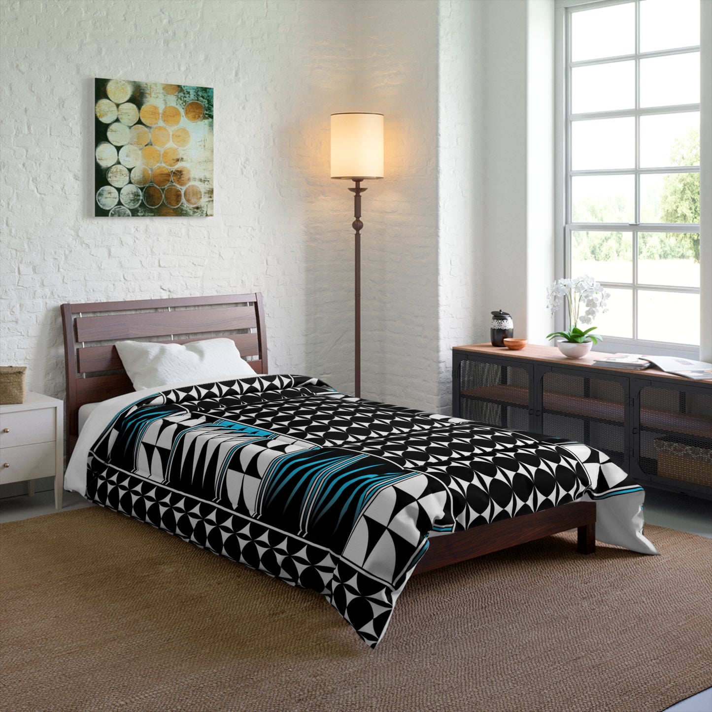 Southwest Feather Blessing in Turquoise Comforter