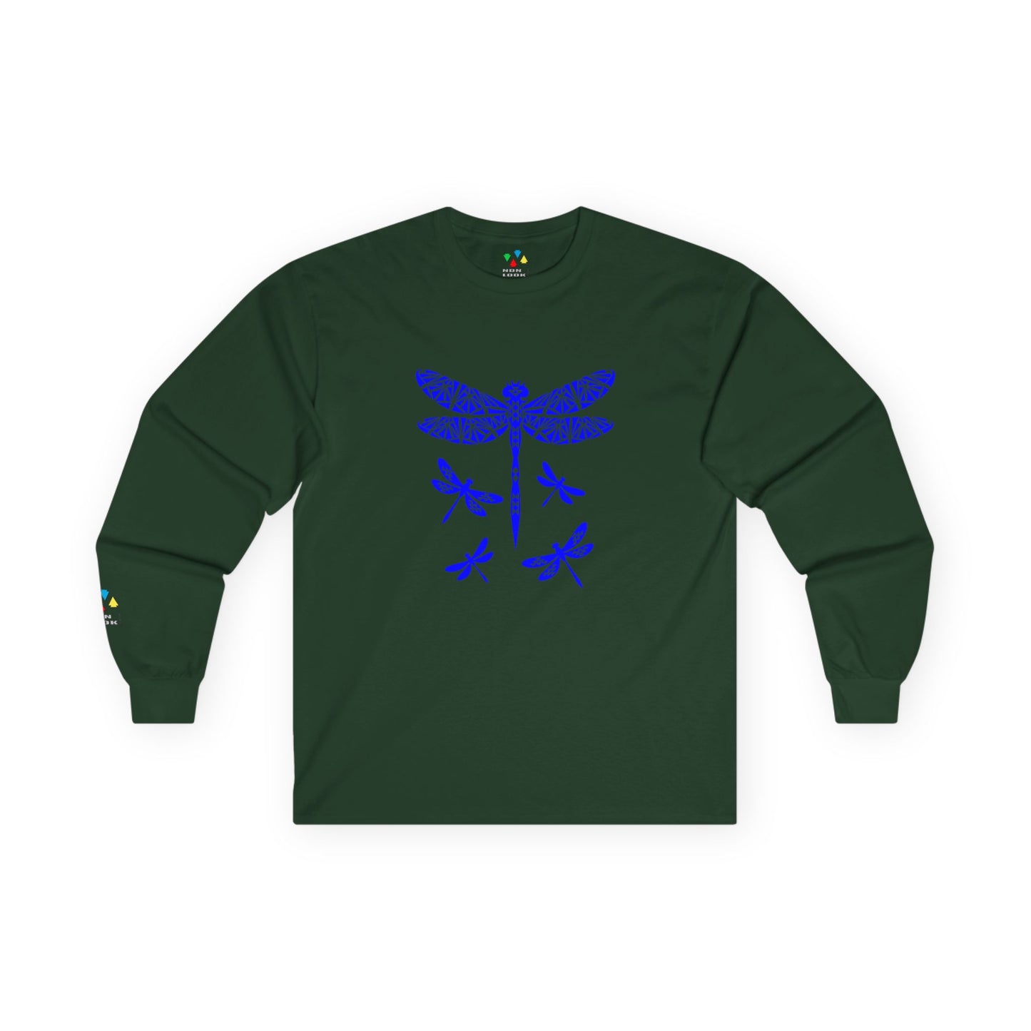 Native Dragonfly in Blue Unisex Long Sleeve Tee