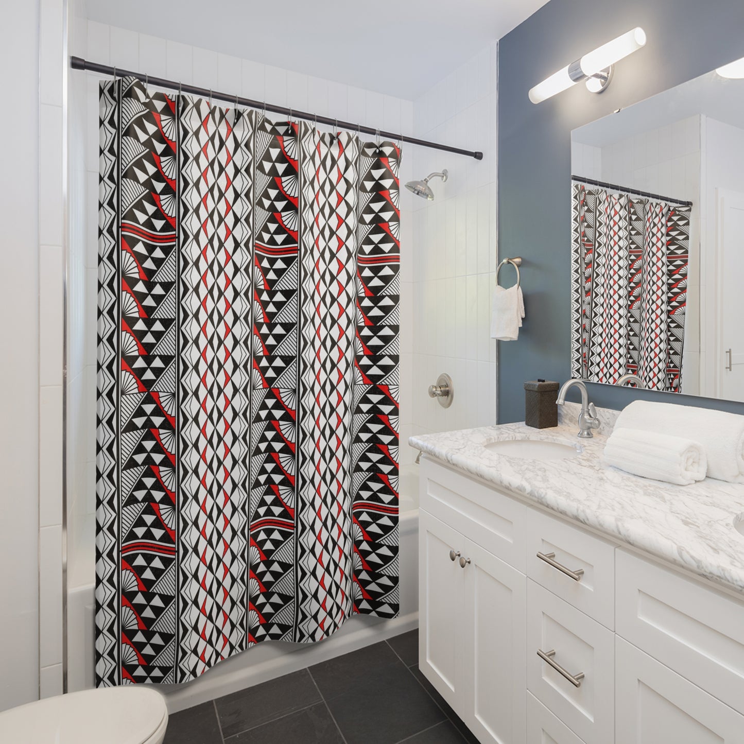 Southwest Rain and Sun in Red Shower Curtains