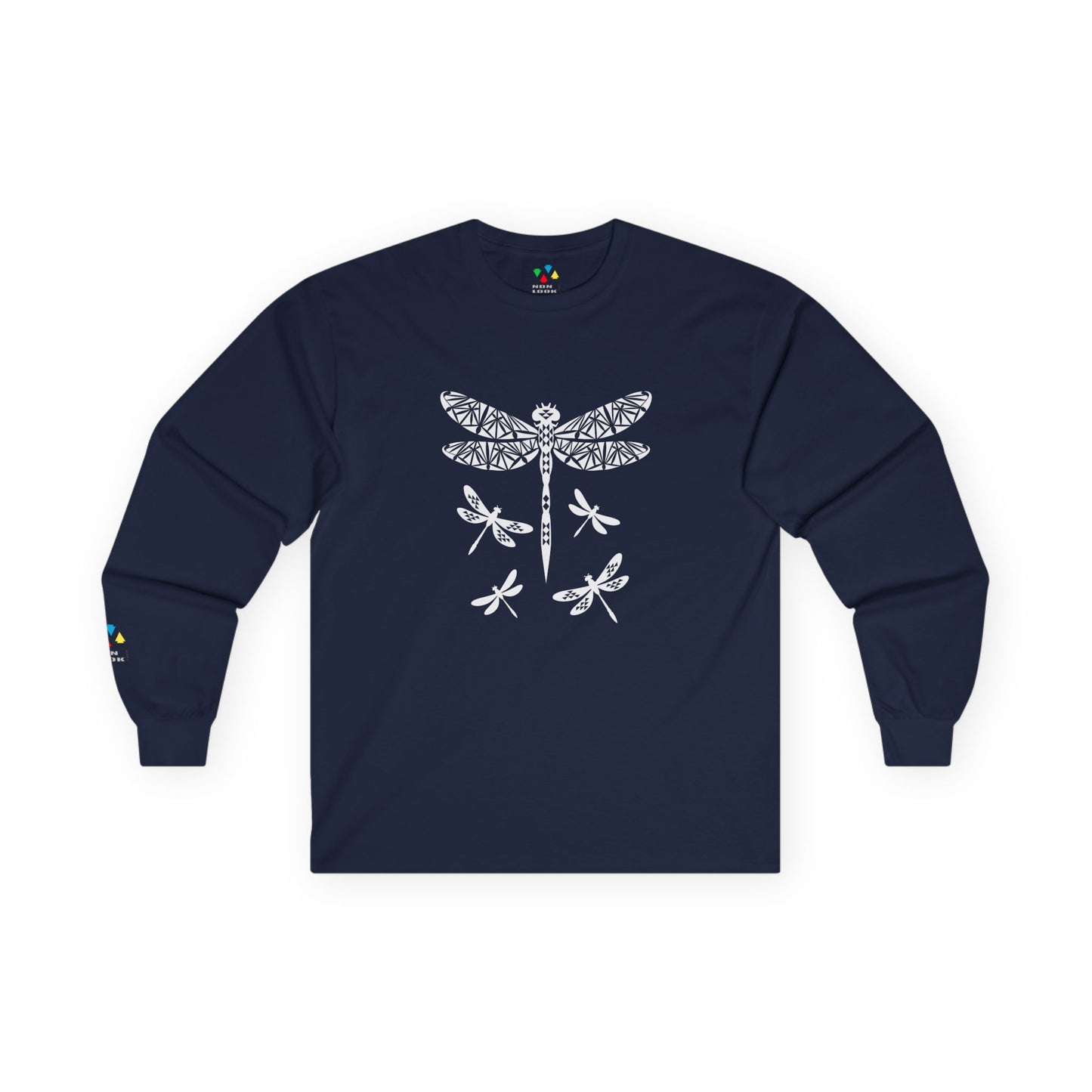 Native Dragonfly in White Unisex Long Sleeve Tee