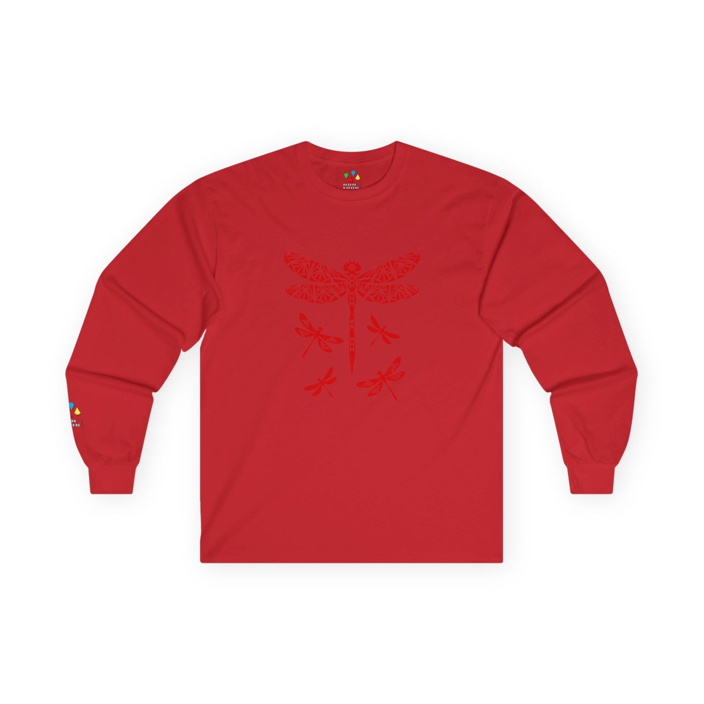 Native Dragonfly in Red Unisex Long Sleeve Tee