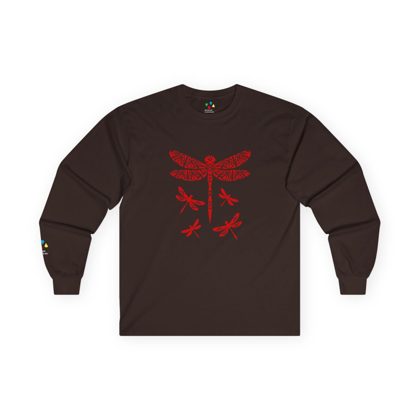 Native Dragonfly in Red Unisex Long Sleeve Tee