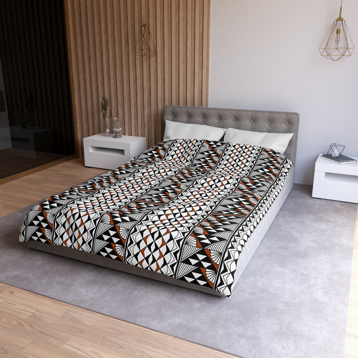 Sun and Rain in Rust Microfiber Duvet Cover