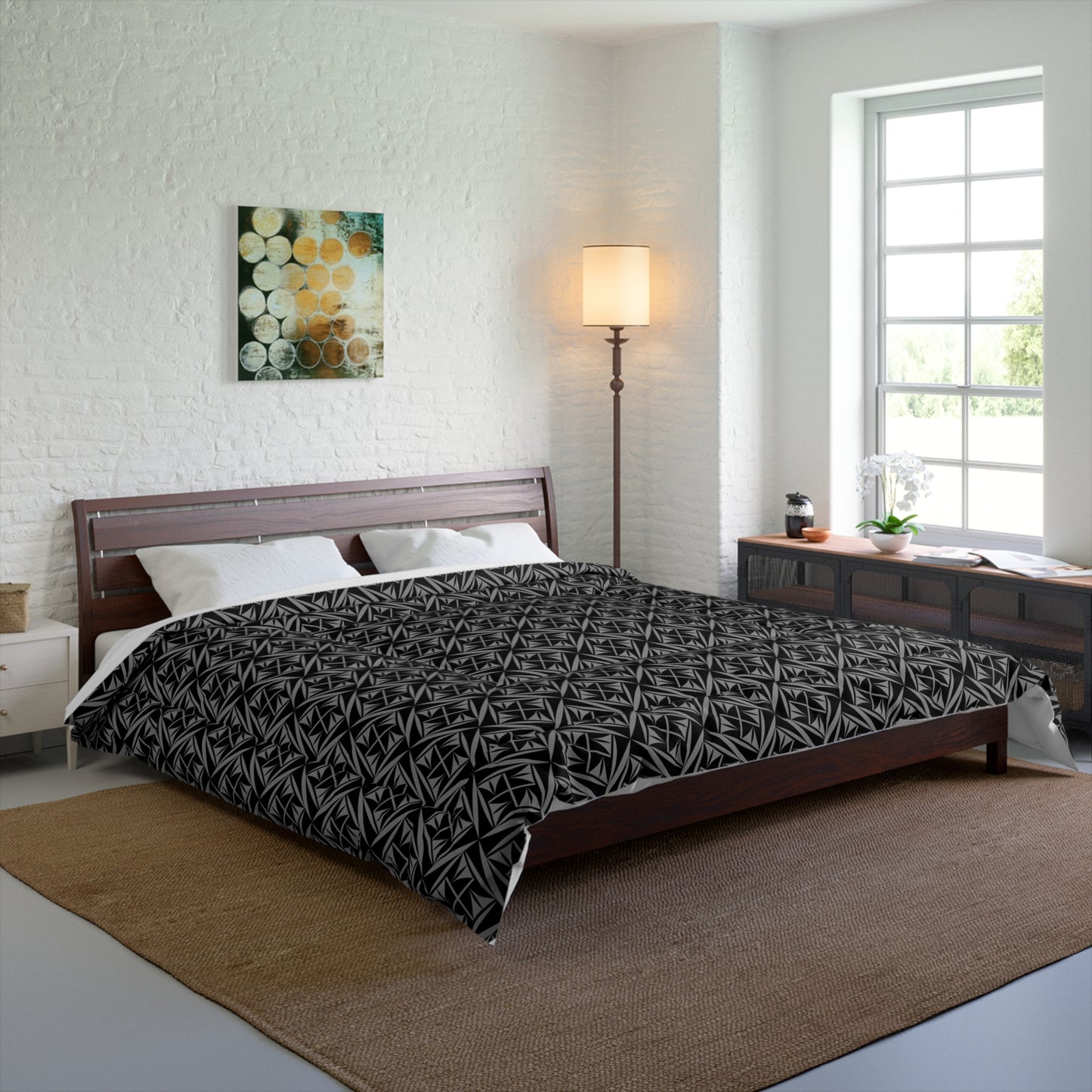 Sacred Winds in Charcoal Comforter