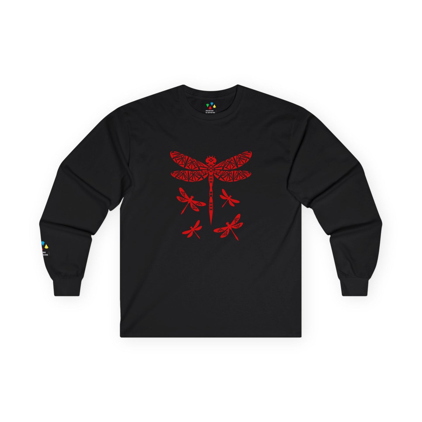 Native Dragonfly in Red Unisex Long Sleeve Tee