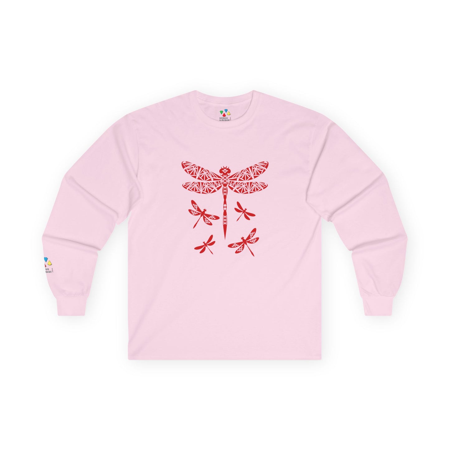 Native Dragonfly in Red Unisex Long Sleeve Tee