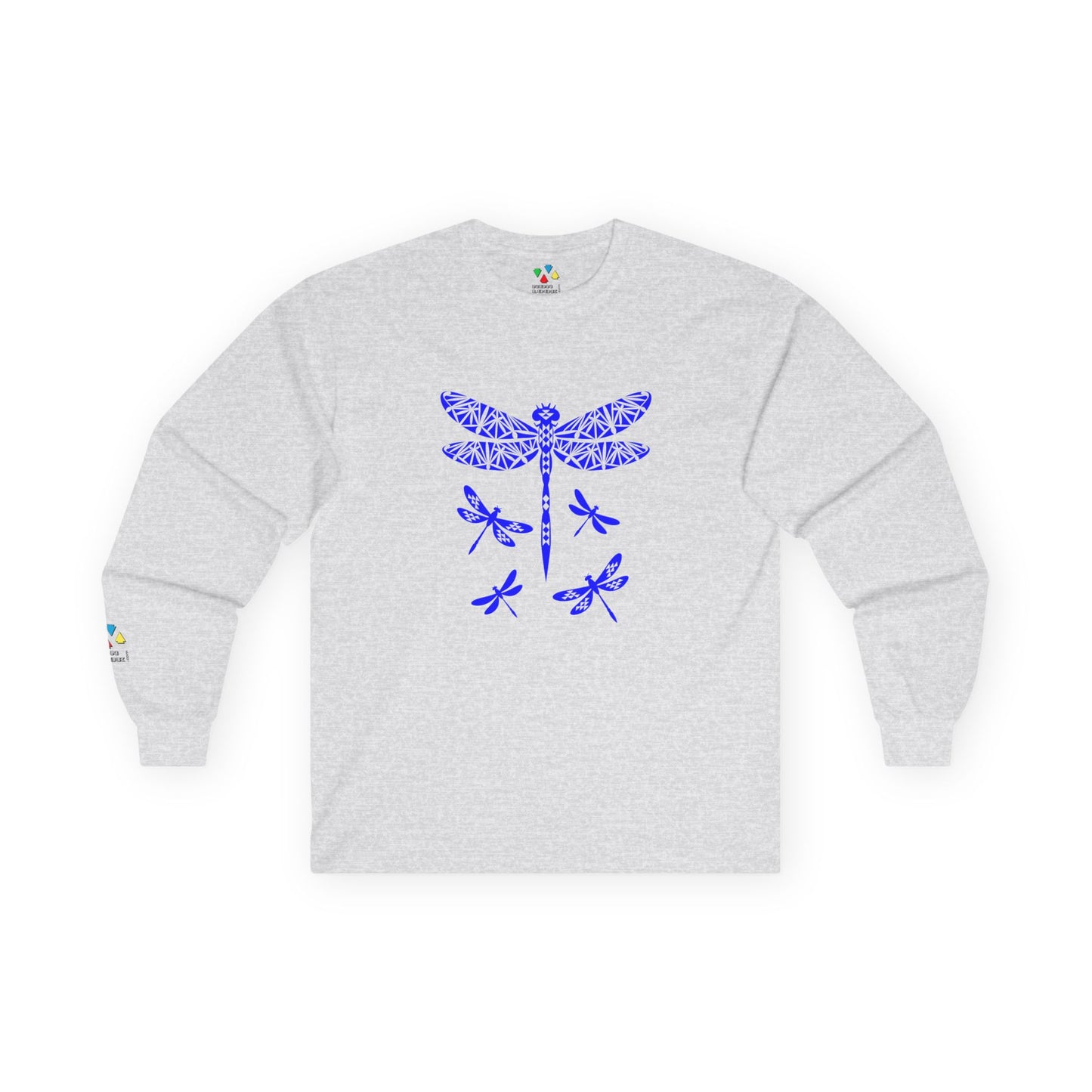Native Dragonfly in Blue Unisex Long Sleeve Tee