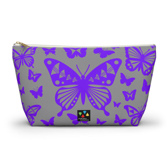 Purple Butterflies on Gray Pouch w T-bottom