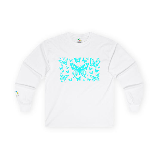 Butterfly Dance in Turquoise Unisex Long Sleeve Tee