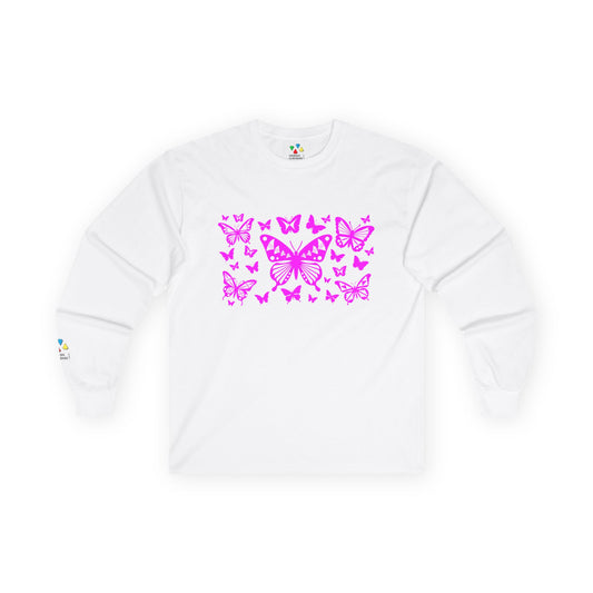 Butterfly Dance in Pink Unisex Long Sleeve Tee