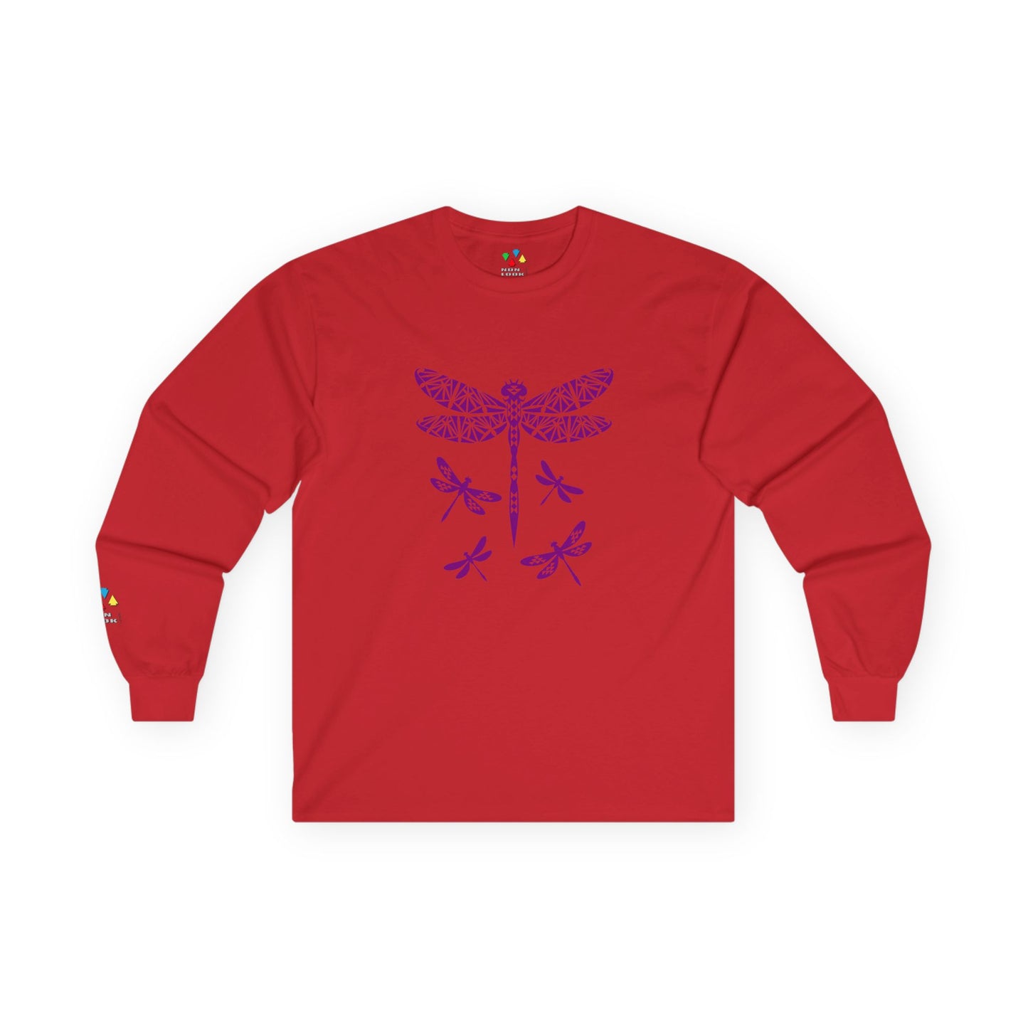 Native Dragonfly in Purple Unisex Long Sleeve Tee