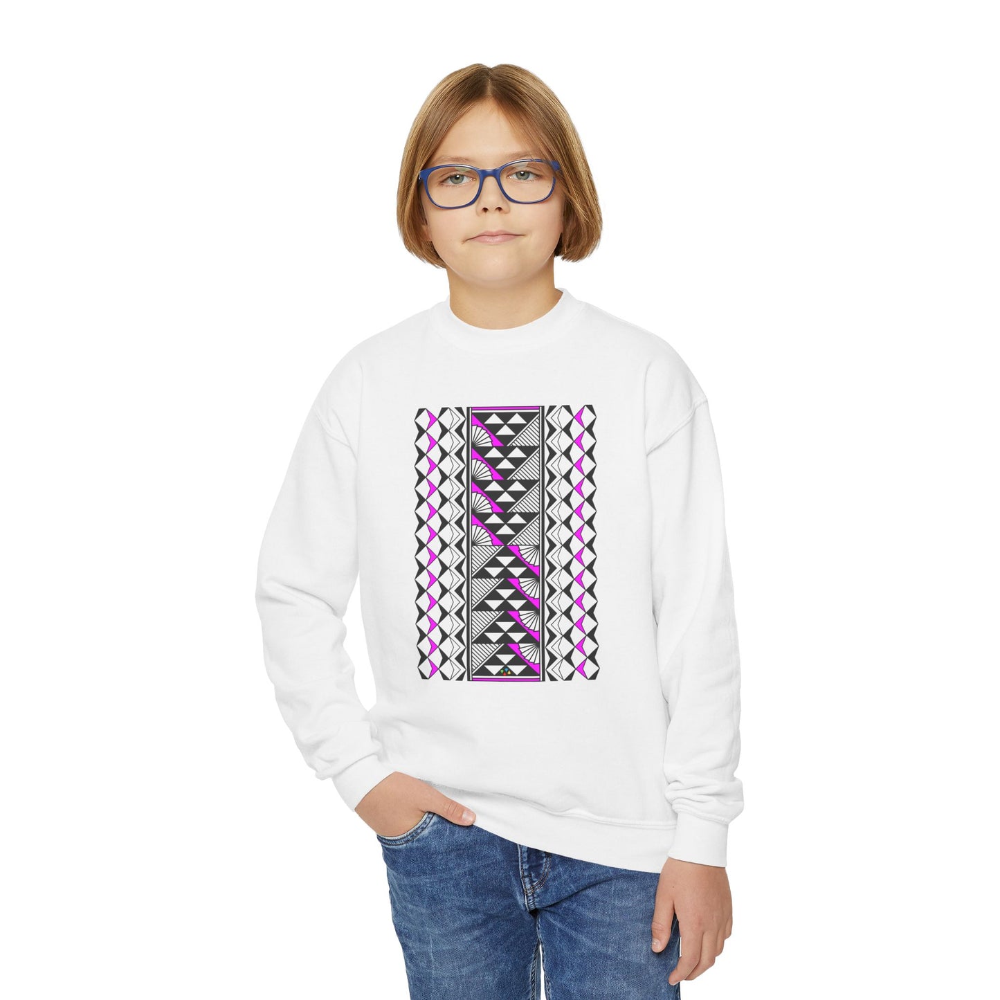 Rain and Sun in Pink Youth Crewneck Sweatshirt