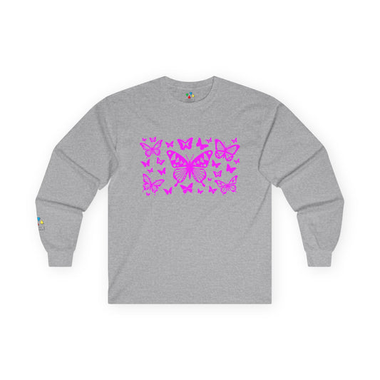 Butterfly Dance in Pink Unisex Long Sleeve Tee