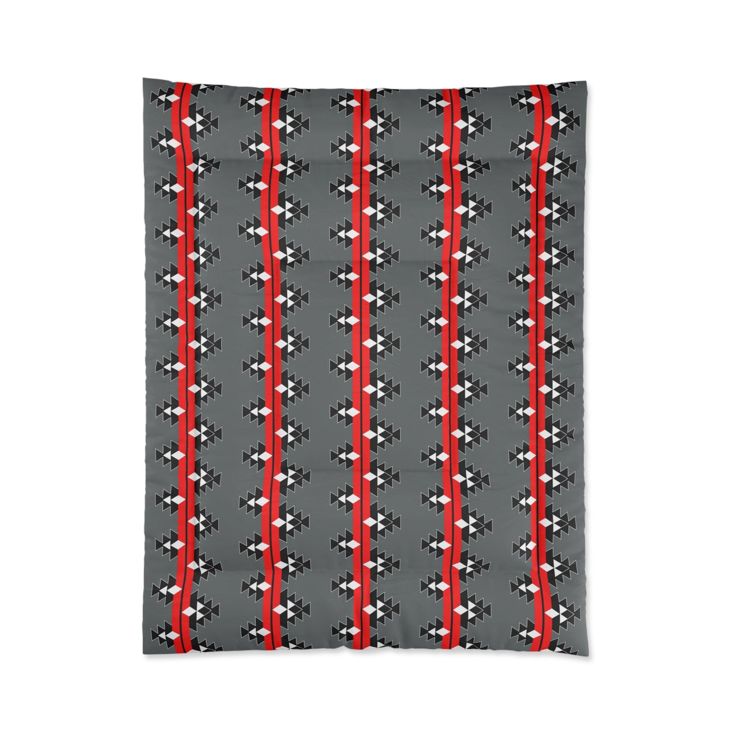 Native Woven Stories on Gray Comforter