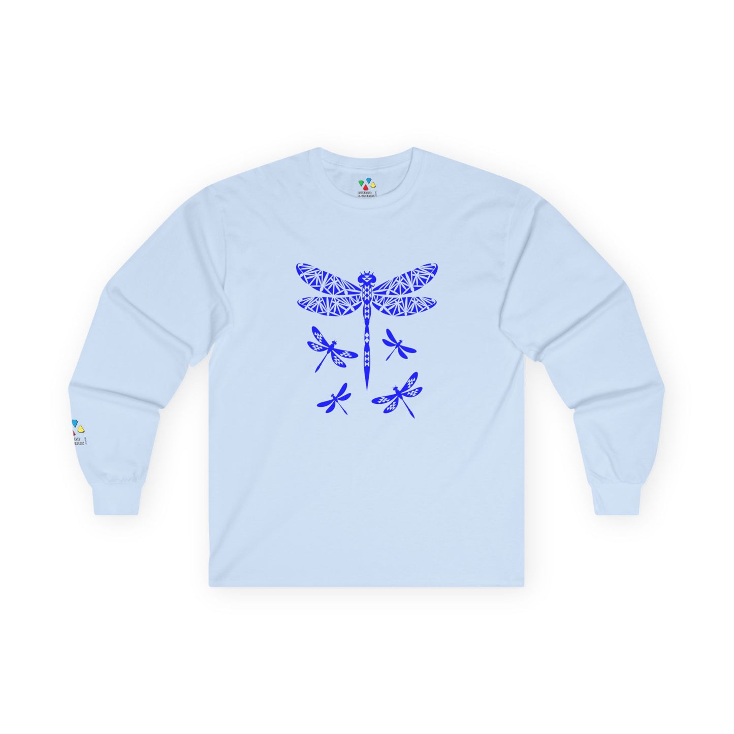 Native Dragonfly in Blue Unisex Long Sleeve Tee