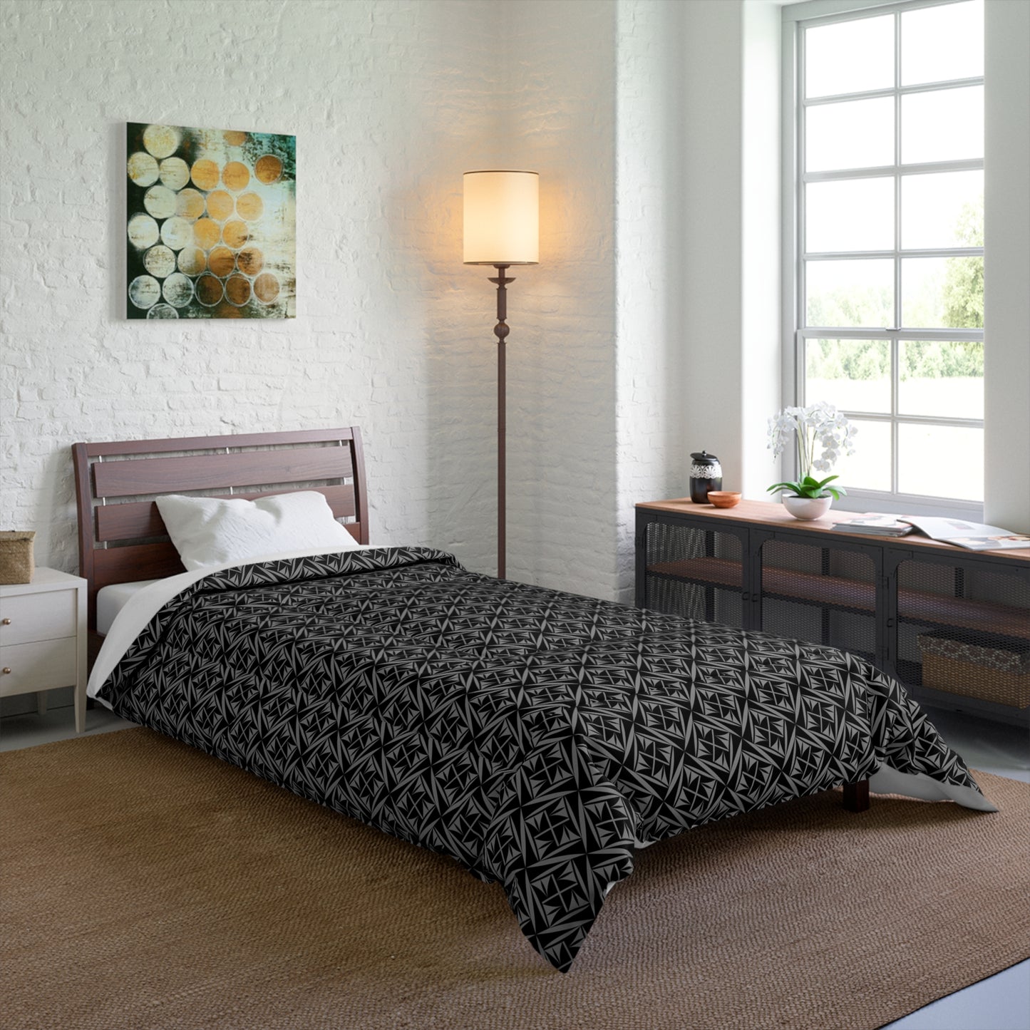 Sacred Winds in Charcoal Comforter