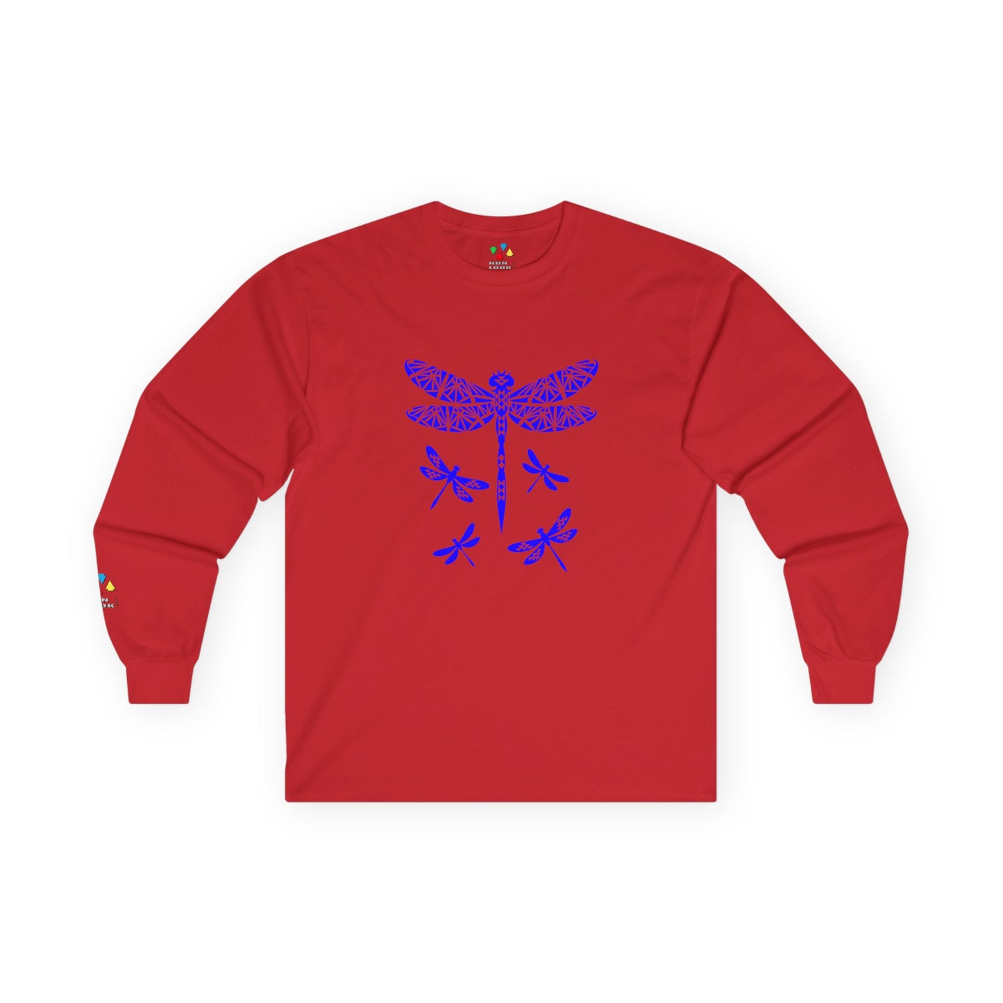 Native Dragonfly in Blue Unisex Long Sleeve Tee