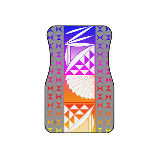 Rainbow Sunrise on Gray Car Mats (Set of 4)