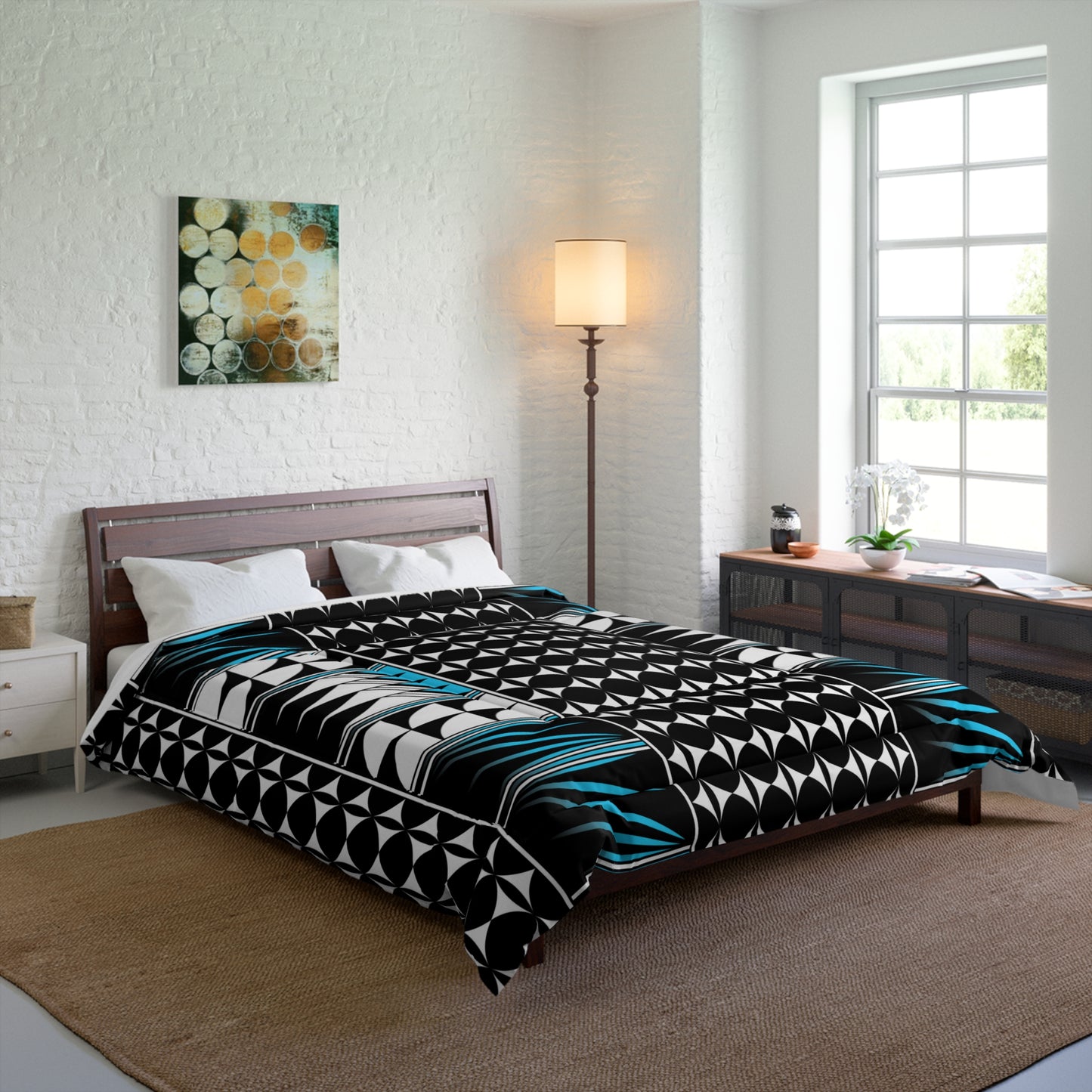 Southwest Feather Blessing in Turquoise Comforter