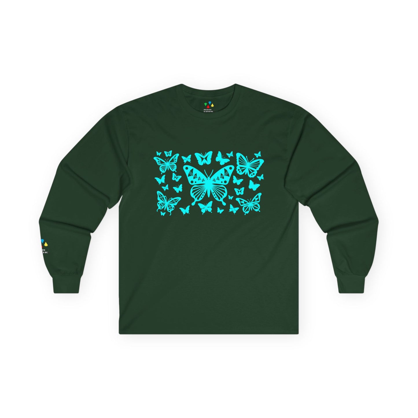 Butterfly Dance in Turquoise Unisex Long Sleeve Tee