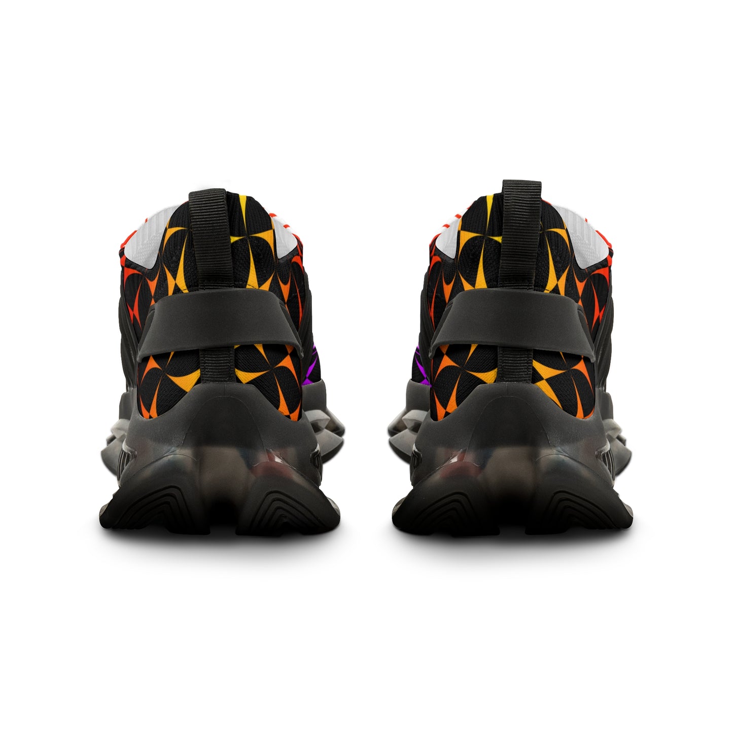 Rainbow Sunrise on Black Men's Mesh Sneakers