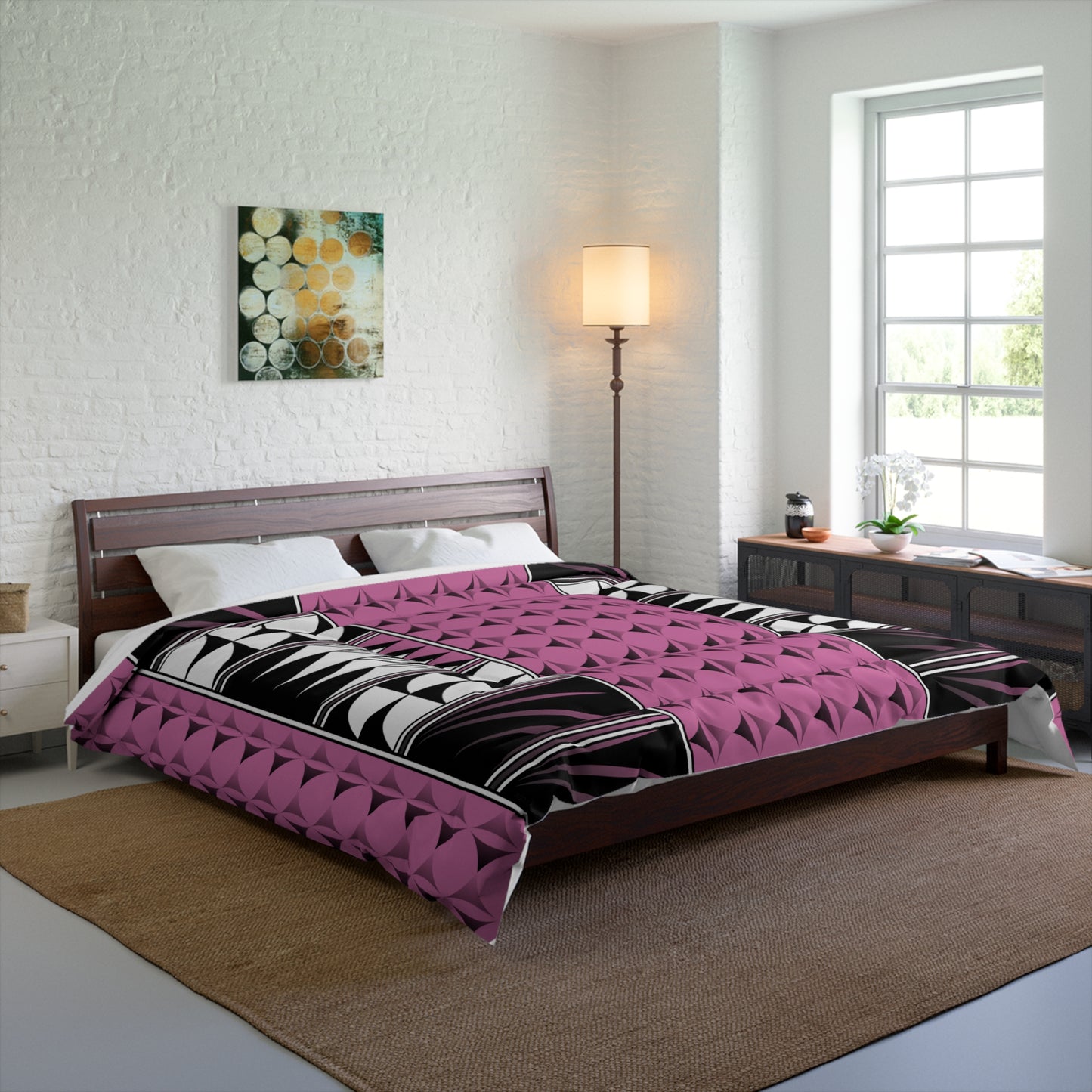 Southwest Feather Blessing on Light Pink Comforter