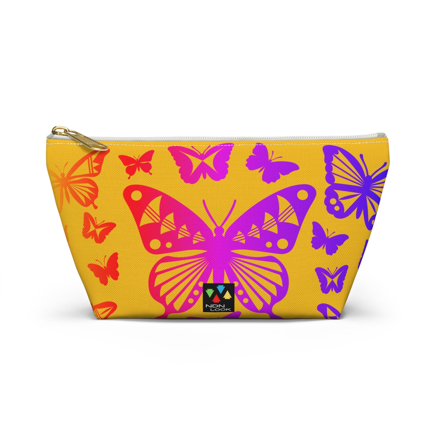 Rainbow Butterflies on Yellow Pouch w T-bottom