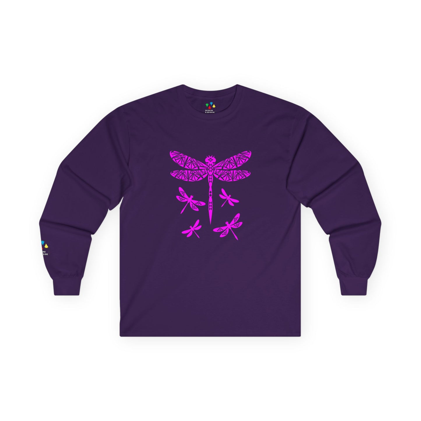 Native Dragonfly in Pink Unisex Long Sleeve Tee