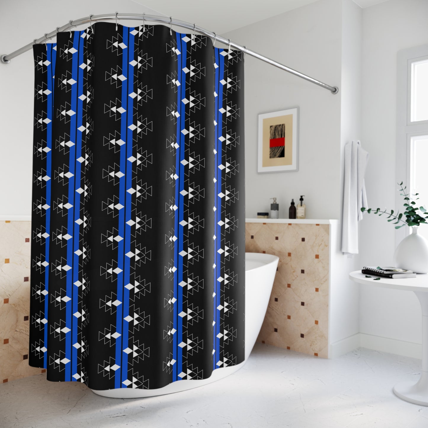 Native Stories - Blue - Shower Curtains