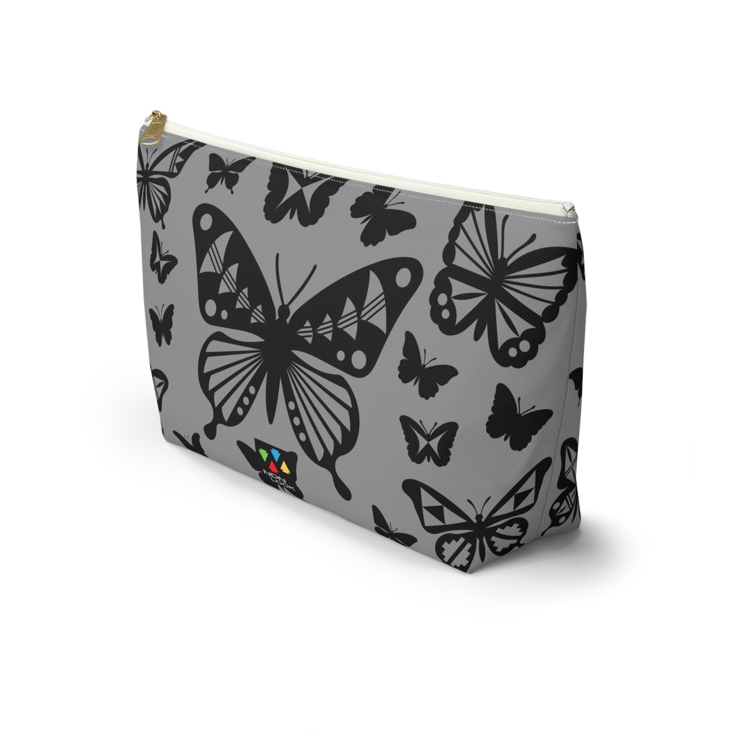 Black Butterflies on Gray Pouch w T-bottom