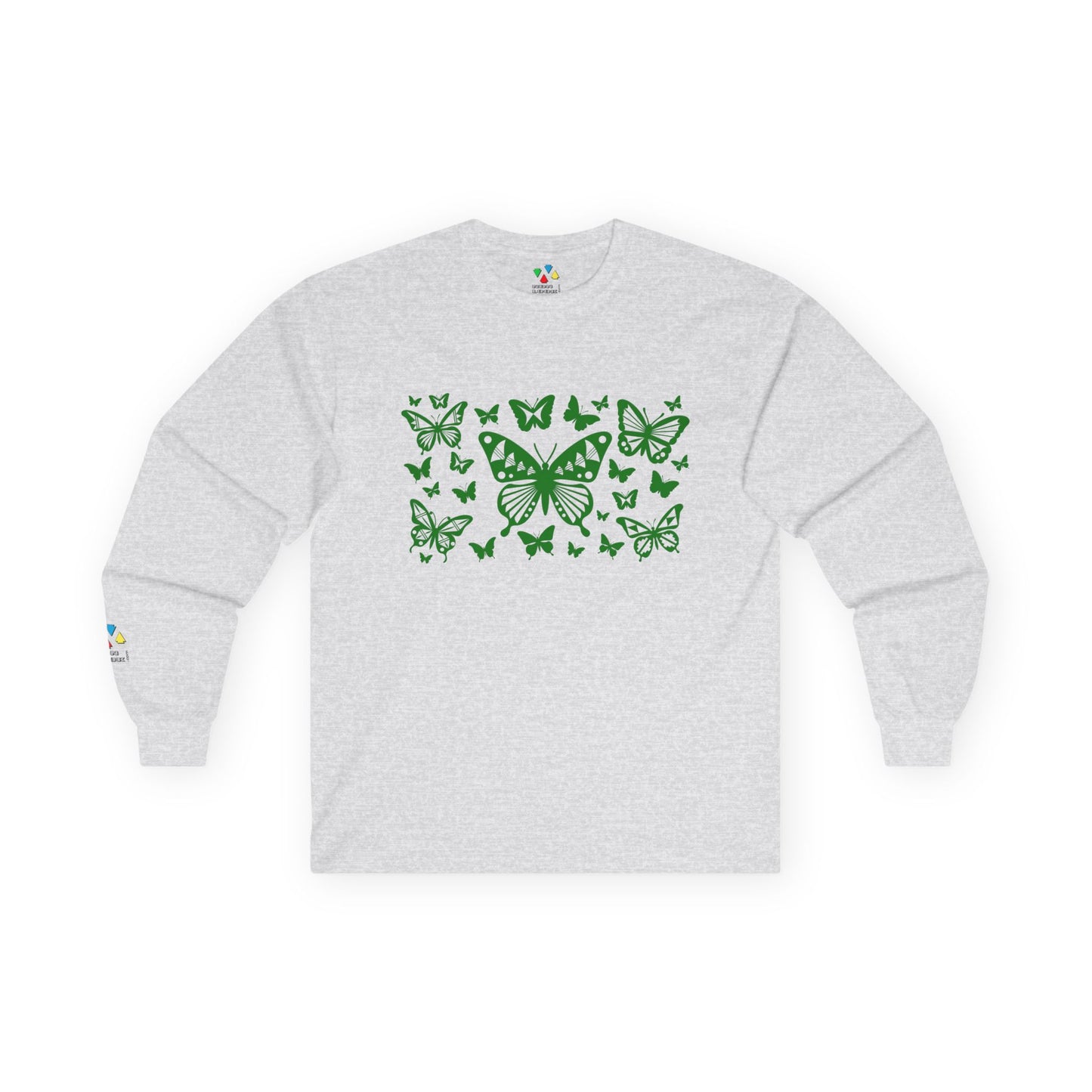 Butterfly Dance in Green Unisex Long Sleeve Tee