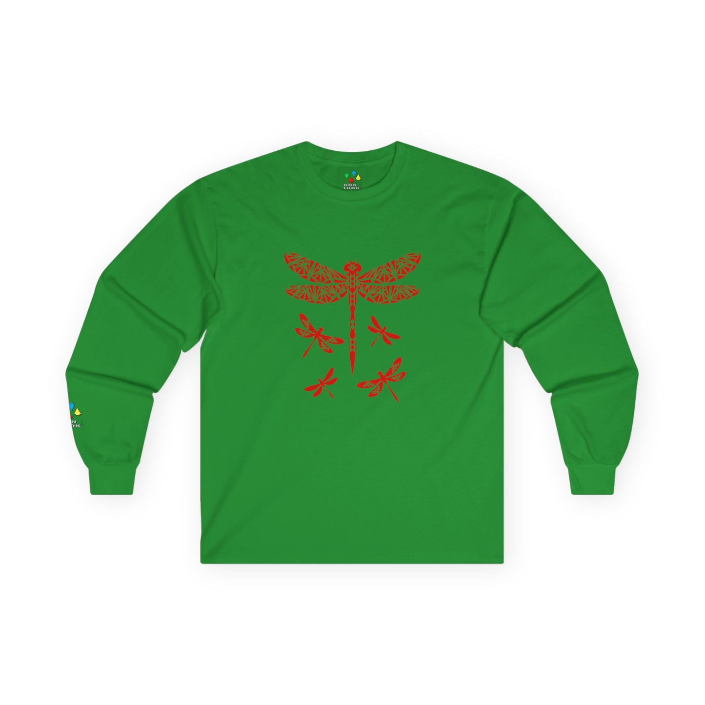 Native Dragonfly in Red Unisex Long Sleeve Tee