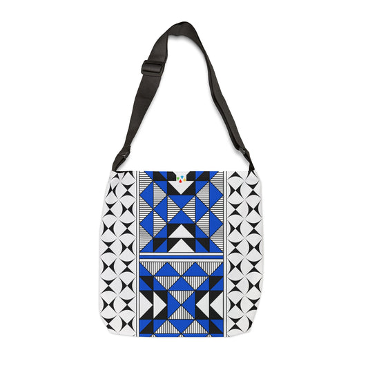 Blue Native Sacred Mountains Adjustable Tote Bag