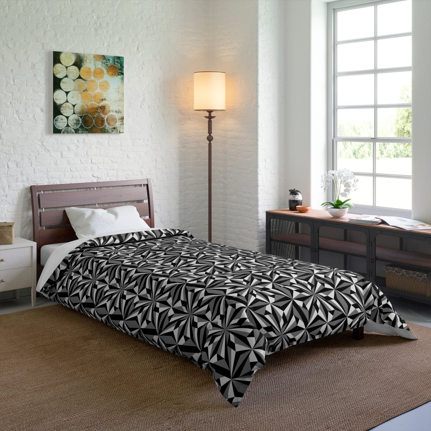 Southwest Desert Flower in Gray Comforter