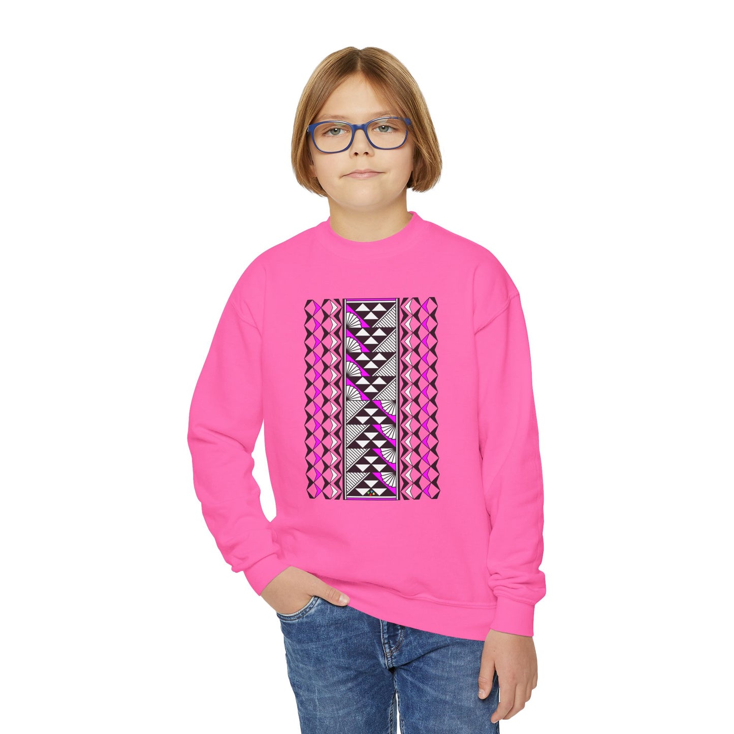Rain and Sun in Pink Youth Crewneck Sweatshirt