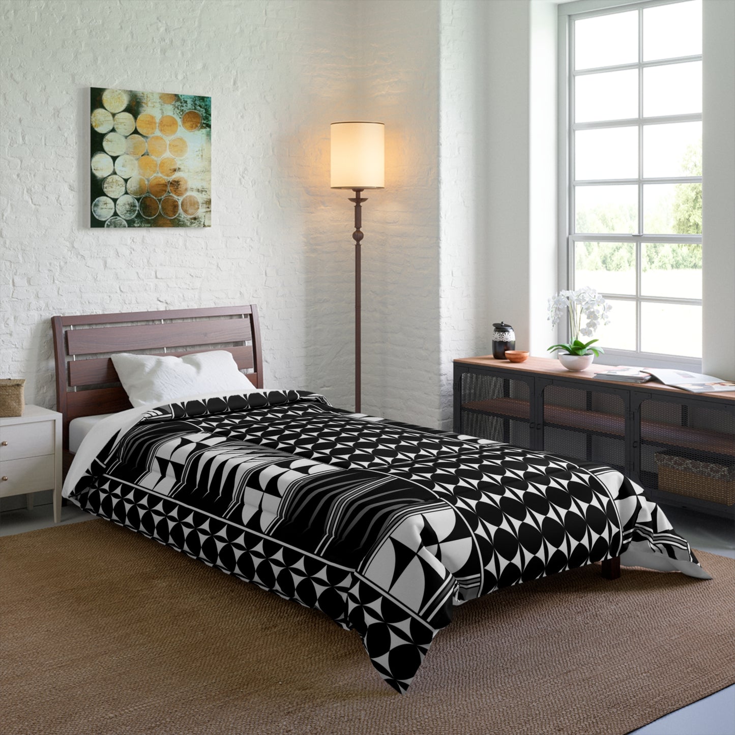 Southwest Feather Blessing in Gray Comforter