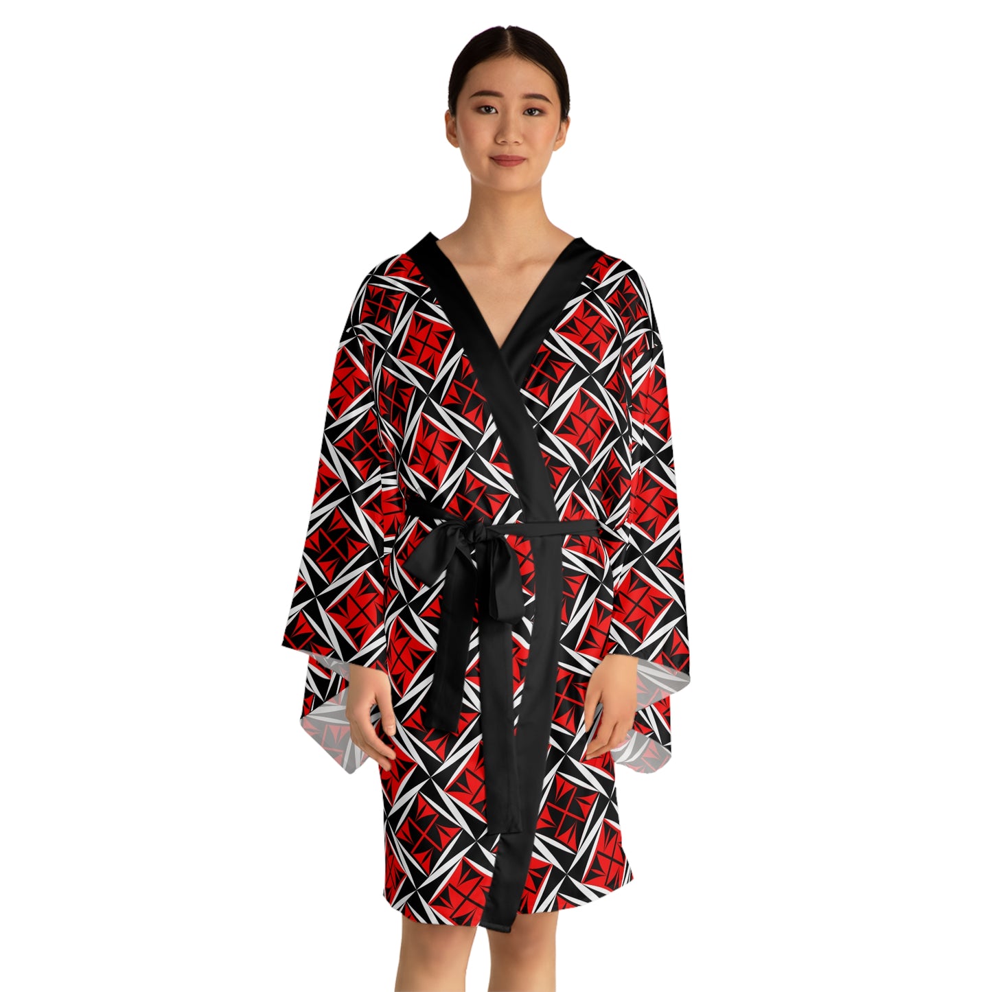Sacred Winds in Red Kimono Robe – Where Comfort Meets Native Grace