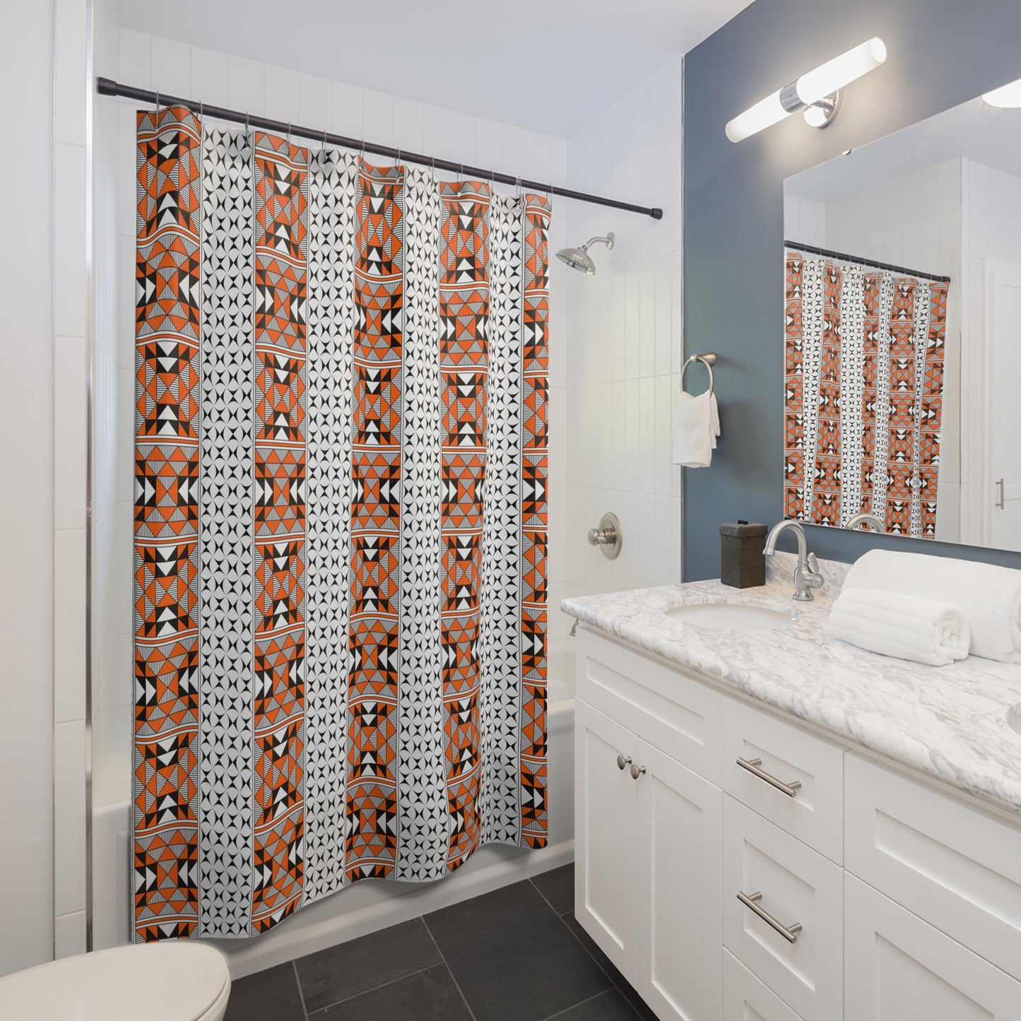 Southwest Mountains in Orange Shower Curtains