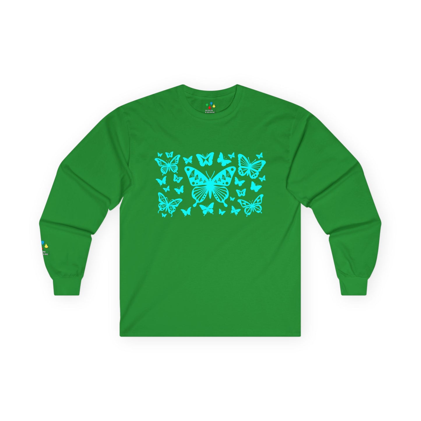 Butterfly Dance in Turquoise Unisex Long Sleeve Tee