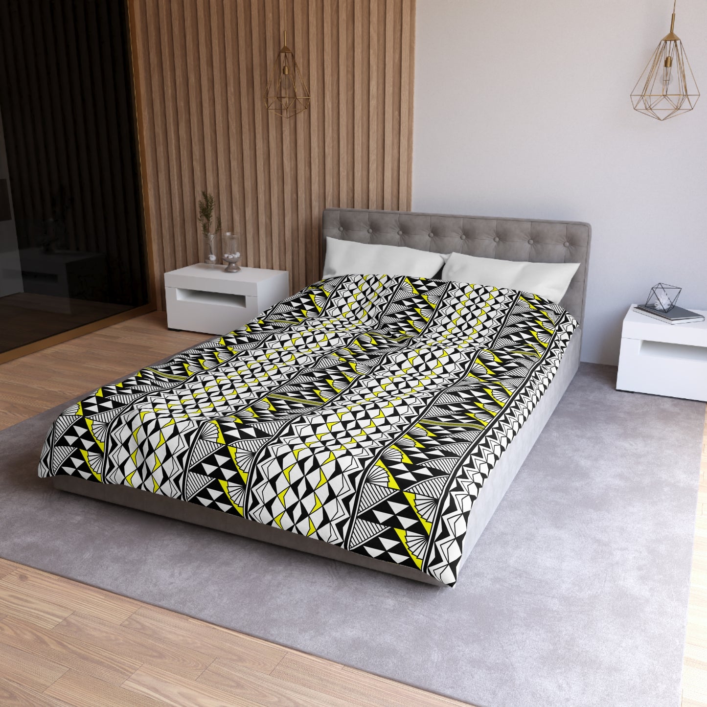Sun and Rain in Yellow Microfiber Duvet Cover